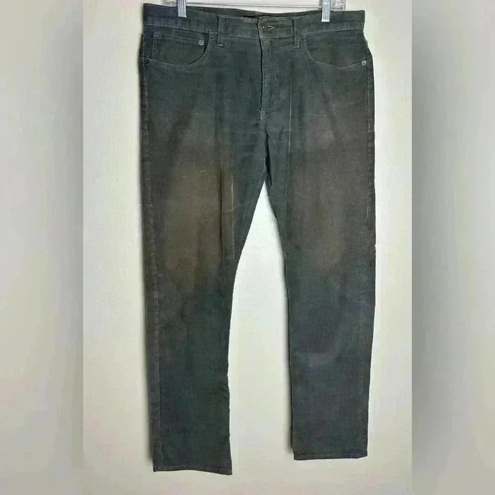 J. Crew Mercantile Flex Corduroy Slim Pants 32x30 Gray Straight Leg Distressed